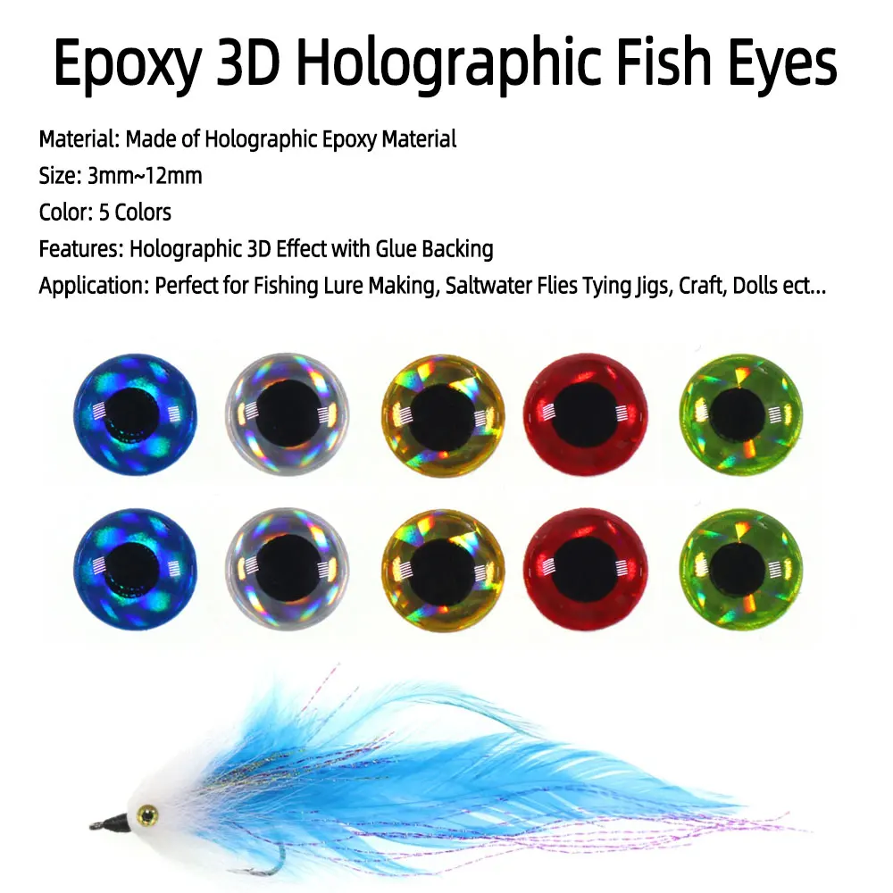 ICERIO 100 Stück/Packung Epoxid 3D Holographische Fischaugen Tintenfisch-Köder Angelköder Köderherstellung Streamer Fliegenbindematerial – Detail 2