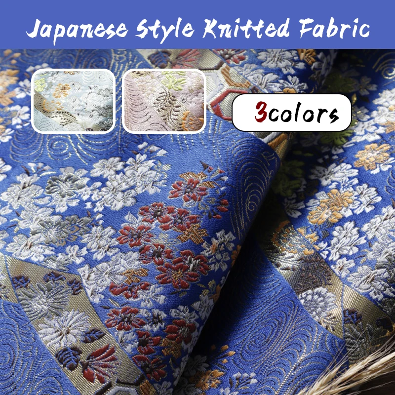 100*75cm Japanese Style Jacquard Satin Brocade Fabric Chinese Hanfu Fabric Cheongsam Kimono Diy Designer Patchwork Material