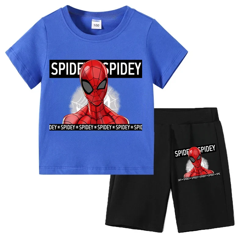 

Комплект с принтом Человека-паука Диснея, детская футболка с короткими рукавами и шорты, комплект из двух предметов, костюм для маленьких мальчиков, детская повседневная летняя одежда