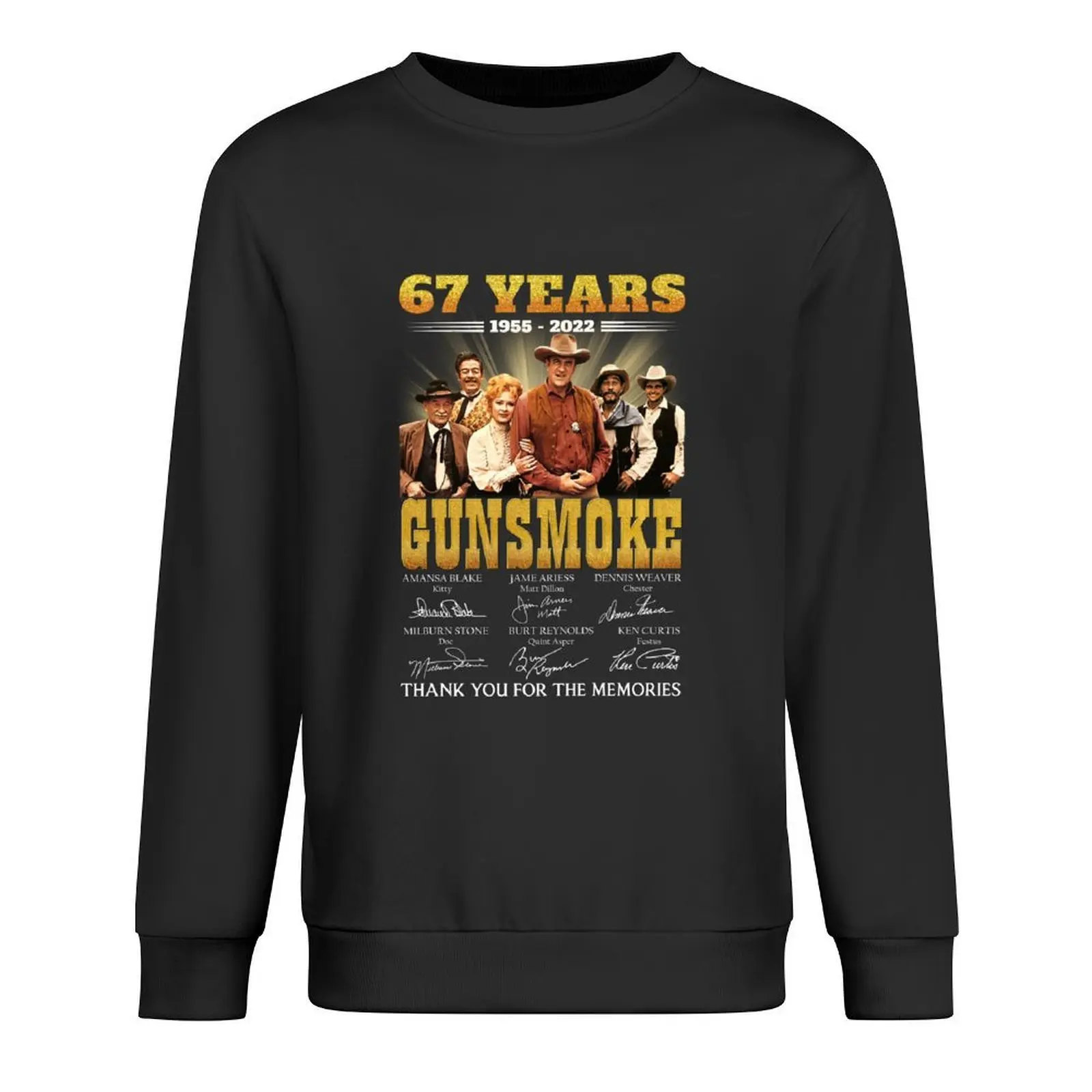 

67 Years Gunsmoke Cast Signatures Thank You For Memories Pullover autumn clothes mens clothes mens clothing men's sweatshirts