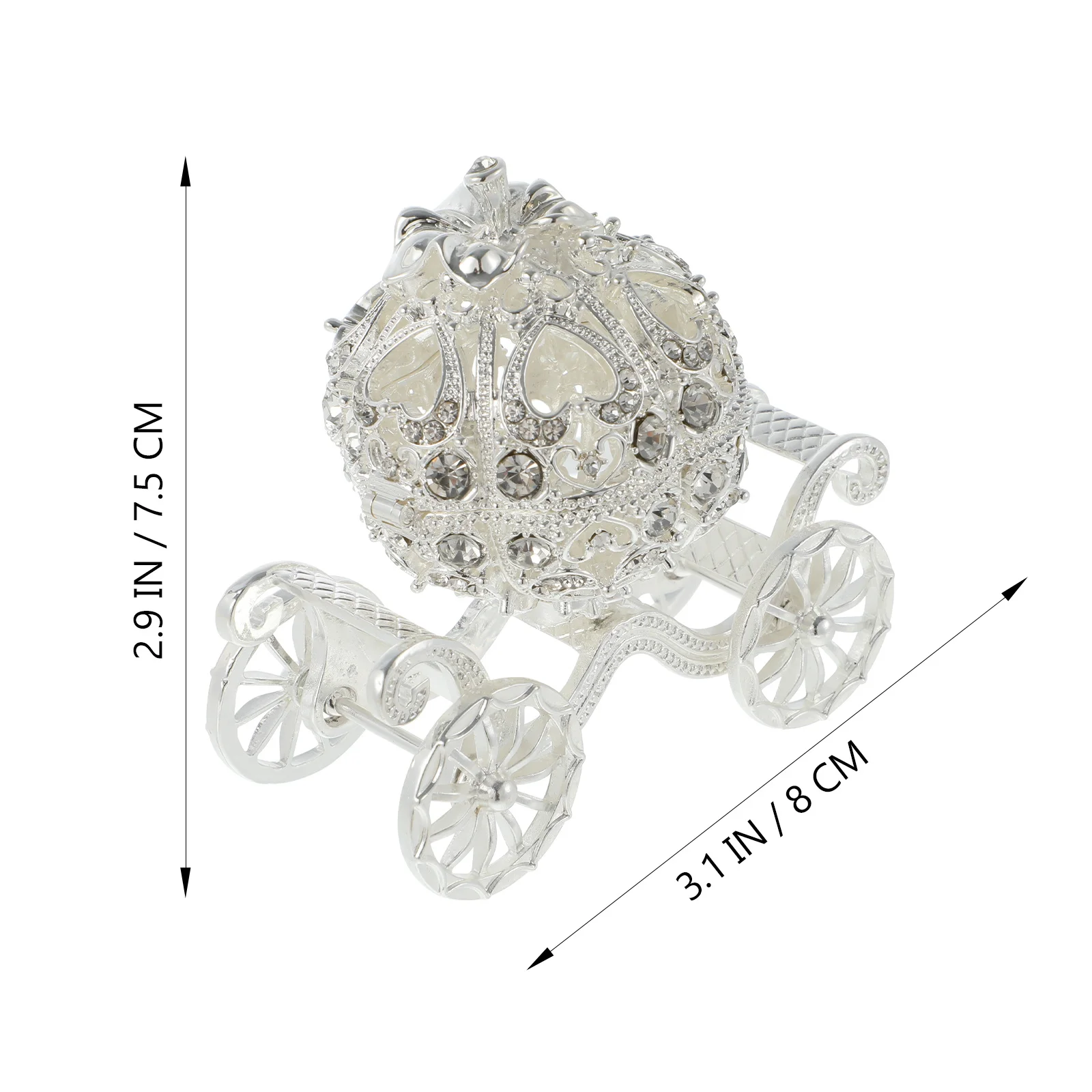1Pcs Pumpkin Carriage Metal Craft Decoration Premium Alloy with Rhinestones Trinket Box Holder for Desk Bedroom Dorm Tabletop
