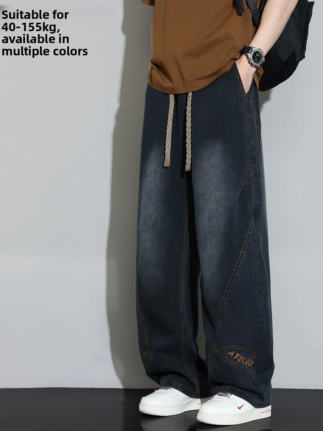 

Мужские джинсы очень большого размера, прямые, свободные, широкие, повседневные, модные, больших размеров, для полных, весенне-осенняя сезонная одежда