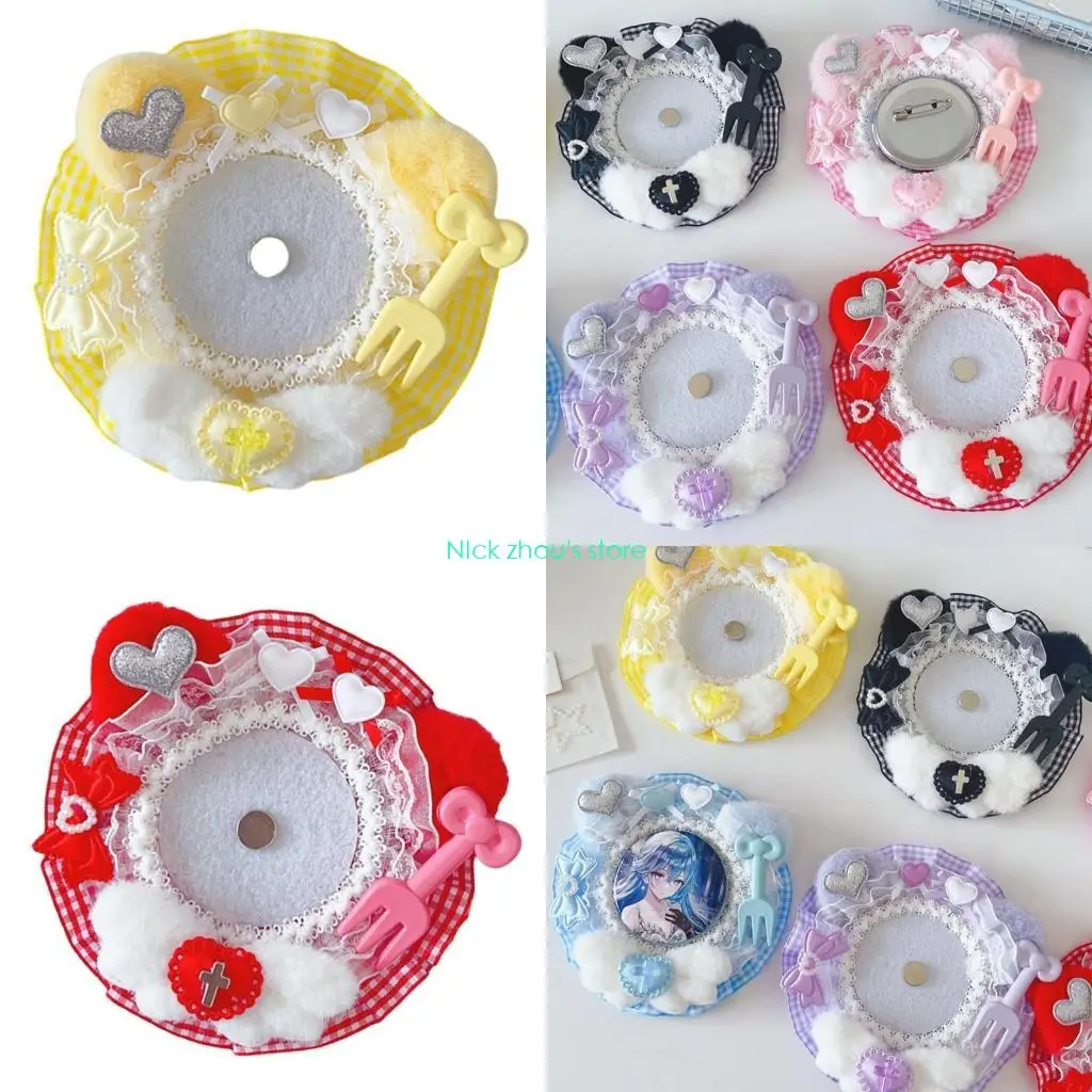 

E15E Fashion Forward Lace Badge Display Tray Handmade Lapel Pin Holder Jewelry Presentation Stand for Fashion Enthusiasts