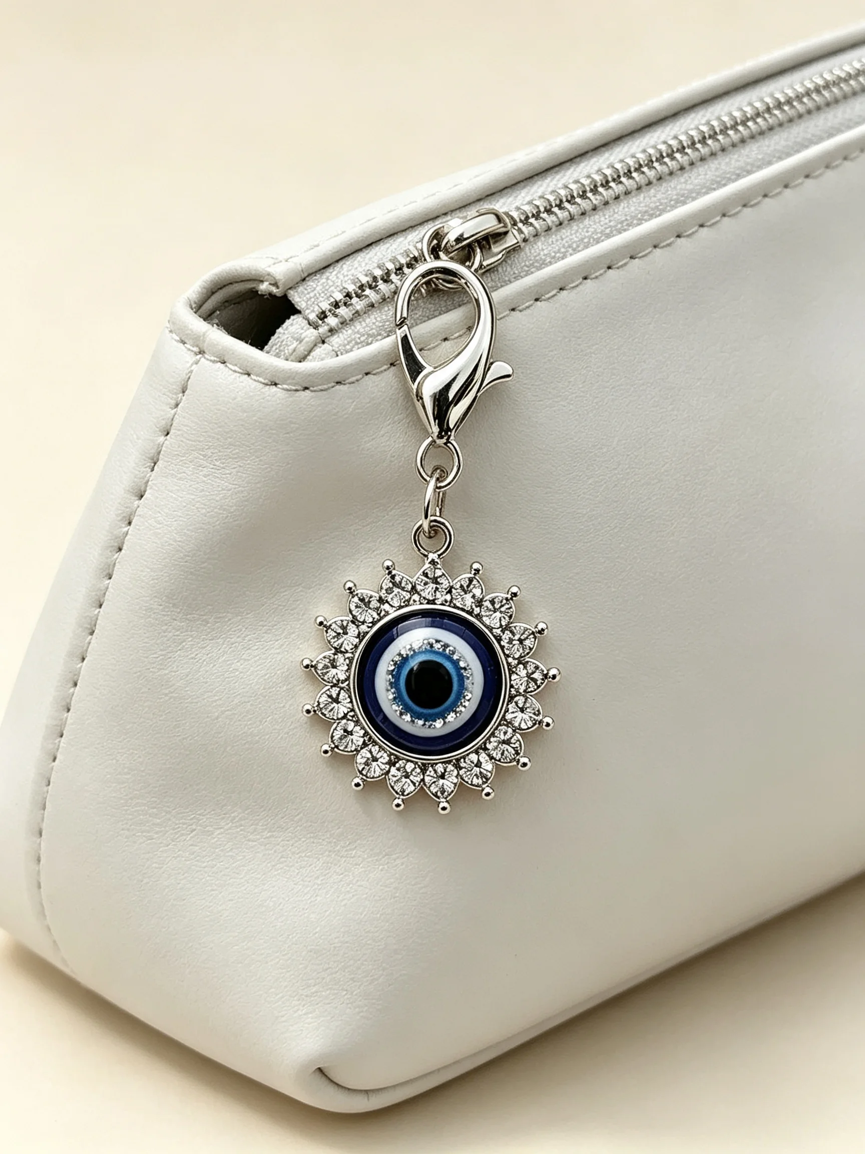 Evil Eye Charm, Karabinerverschluss-Anhänger, Legierung, Strass, Vintage-Taschenornament, Unisex-Rucksackzubehör, Geburtstags- und Weihnachtsgeschenk – Detail 7