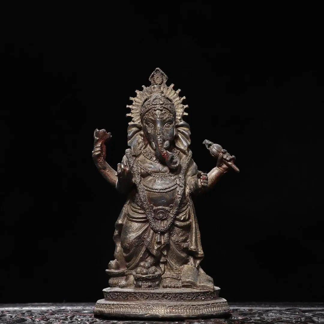 Vintage Ganesha Statue Buddha Elephant Hindu God Sculpture Figurines Home Altar Worship Decor Sculpture