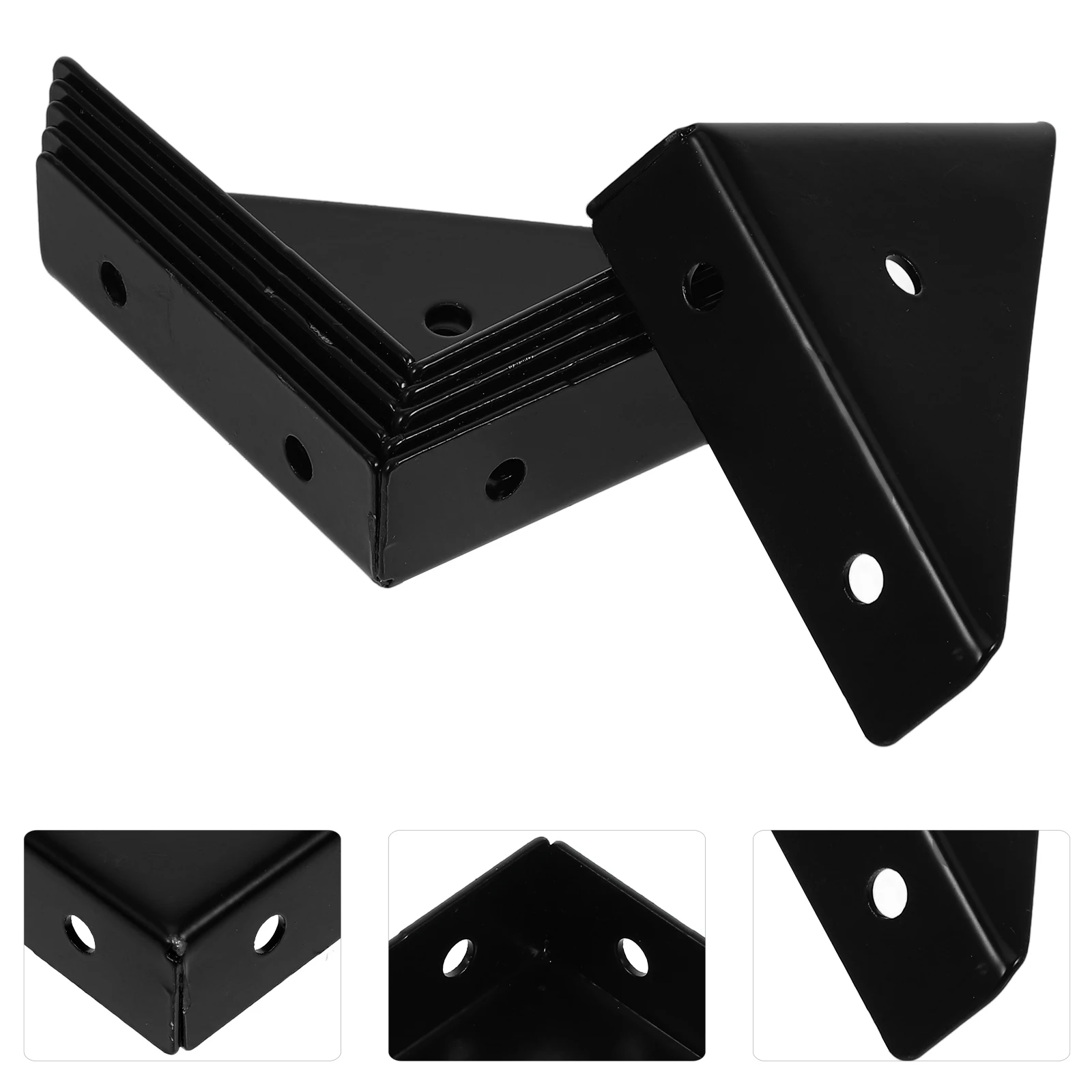 

6pcs Bed Corner Brackets Furniture Hardware Black Large Size Metal Connectors Shelf Supports Easy Installation Durability