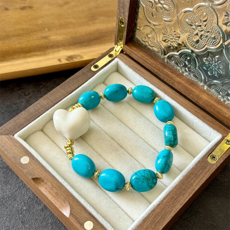 Turquoise Freeform Matching Natural Ivory Peach Buddha Bracelet Accessories Spacer Beads - view 6