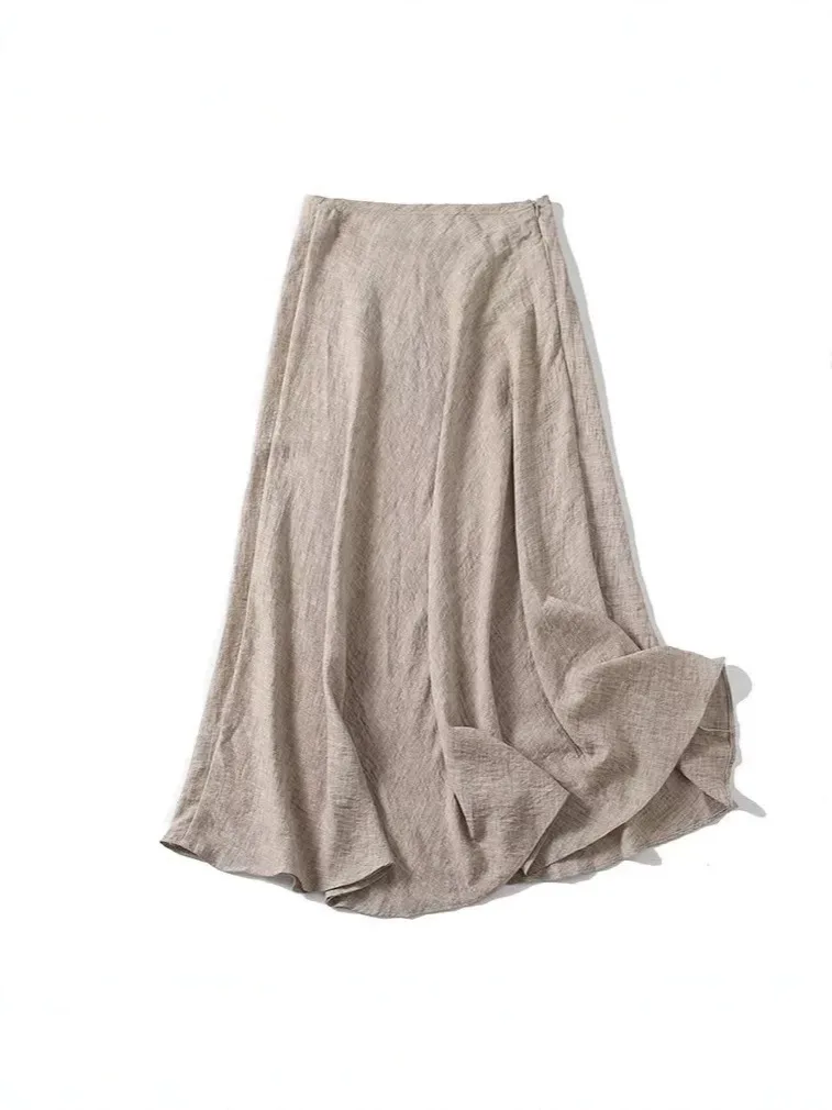 

Dave&Di Summer Women's Clothing Minimalist Style Commuting And Leisure A-line Lightweight Skirt Long Skirt