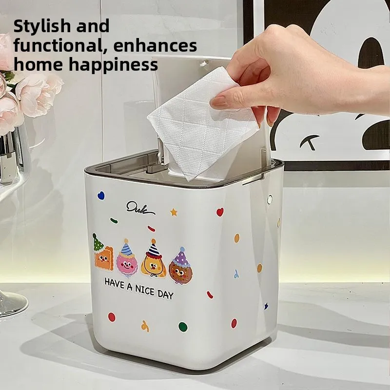 

Large Size Desktop Trash Can Cute 2025 New Home Dormitory Living Room Office Storage Bucket High Aesthetic Value