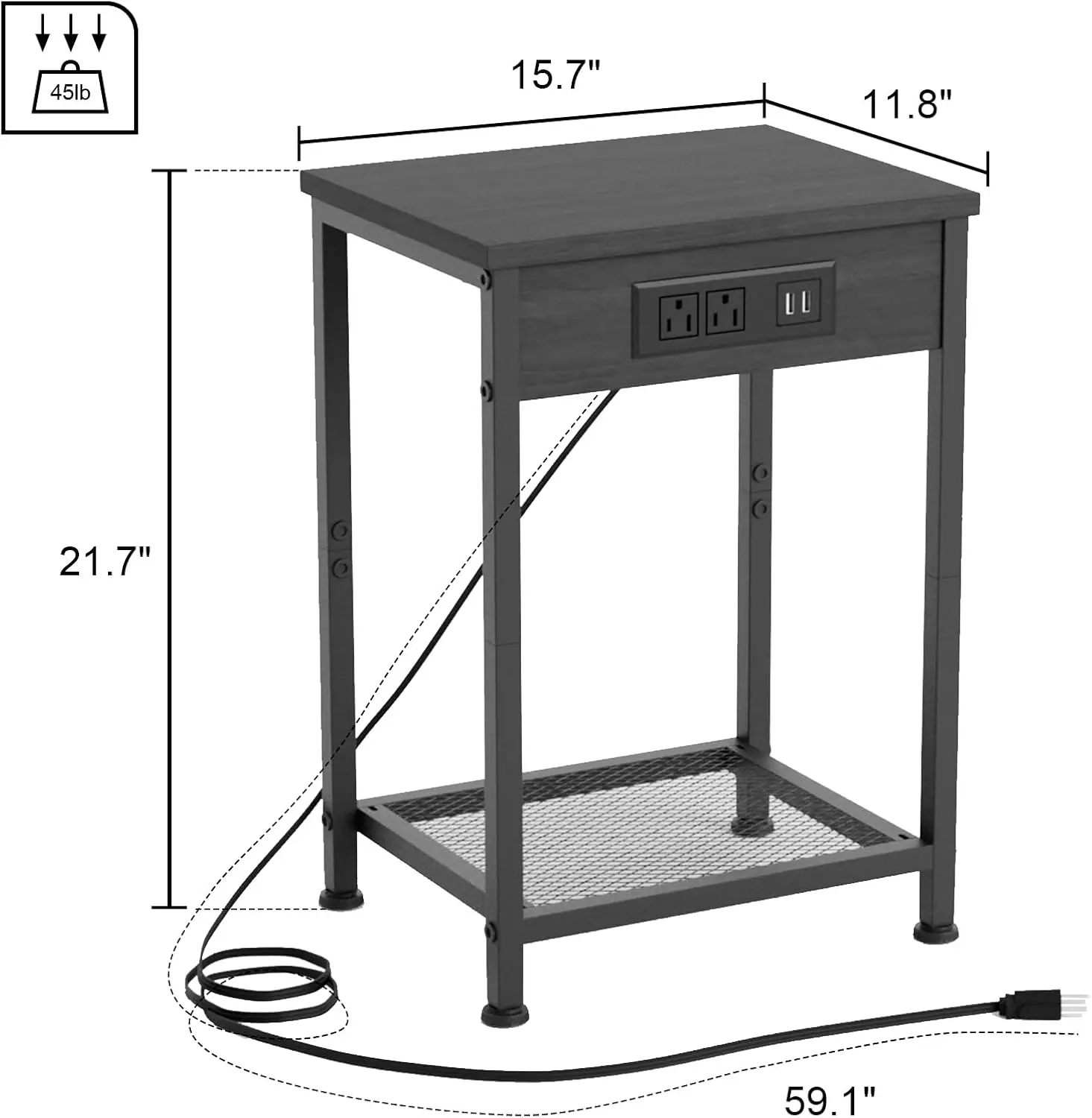 

Fixwal Nightstands Set Of 2 With Charging Station, End Tables With U-S-B Ports And Power Outlets, Narrow Bedside Table Set Of 2