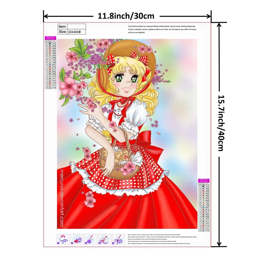 Japanese Anime Candy Candy Girl Flower Art 5d Diamond Painting Kits Beauty Cartoon Comic Children Diy Handwork Gift Home Decor