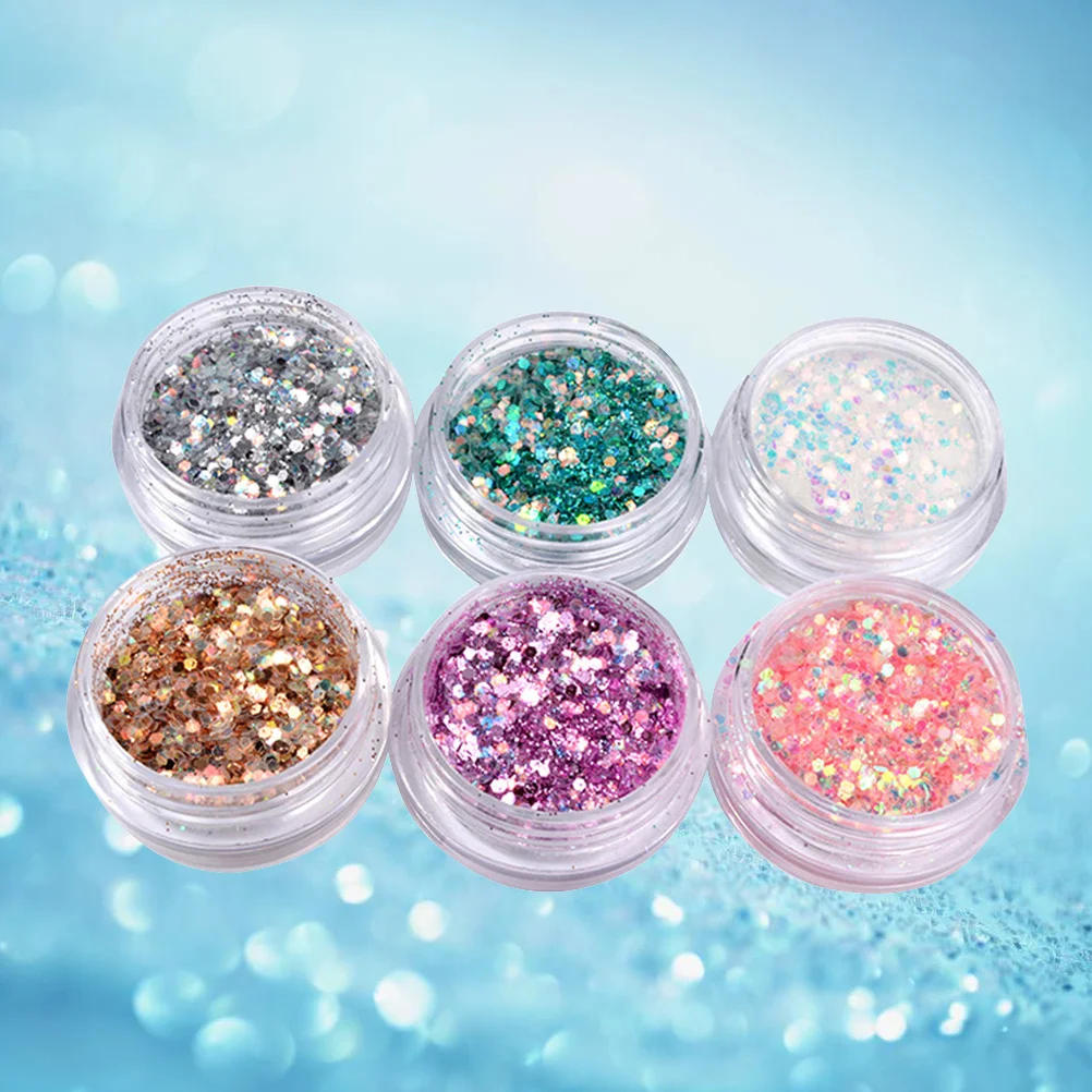 6 قطعة مسمار بريق الترتر قزحي الألوان رقيقة جدا مختلط اللون Paillette DIY بها بنفسك تصميم رقائق مانيكير الزخرفية #4