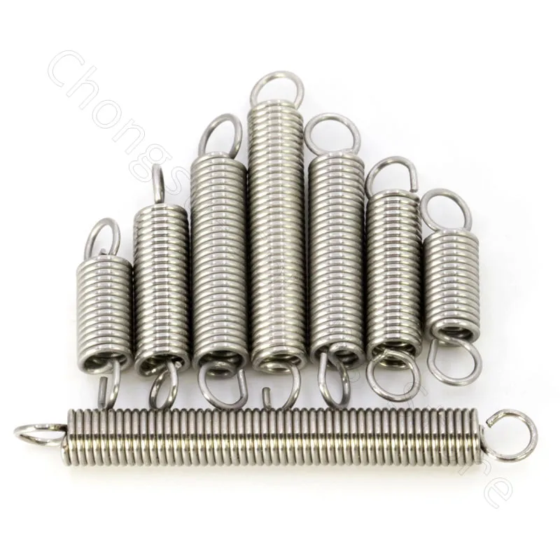 Resorte de tensión de 0,7mm con ganchos, resortes de extensión de diámetro de alambre de 0,7mm de acero inoxidable A2, diámetro exterior 5 6 - 8mm de longitud 15 - 160mm, 5 uds.