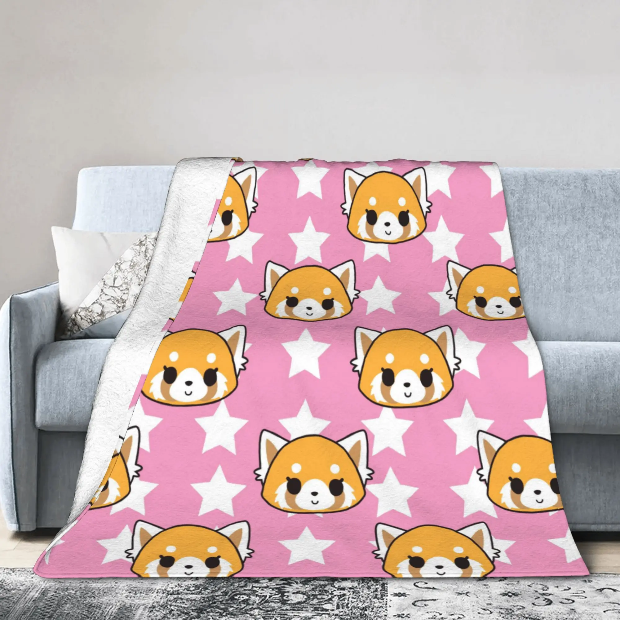 Cute Aggretsuko Blanket Anime Star Wool Throw Blanket Summer Air Conditioning Printed Soft Warm Bedspreads