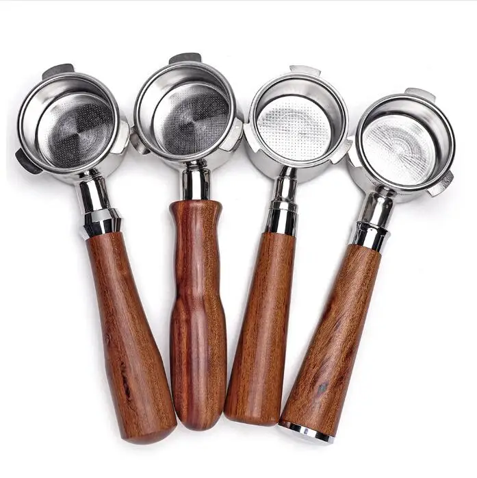Espresso Coffee Machine Portafilter 51/54/58mm Bottomless Coffee Espresso Machine With Wood Handle Kitchen Accessories