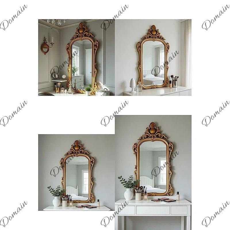 Vintage French Makeup Mirror Ins Desktop Dressing Table Mirror European Bathroom Wall Fireplace Decor