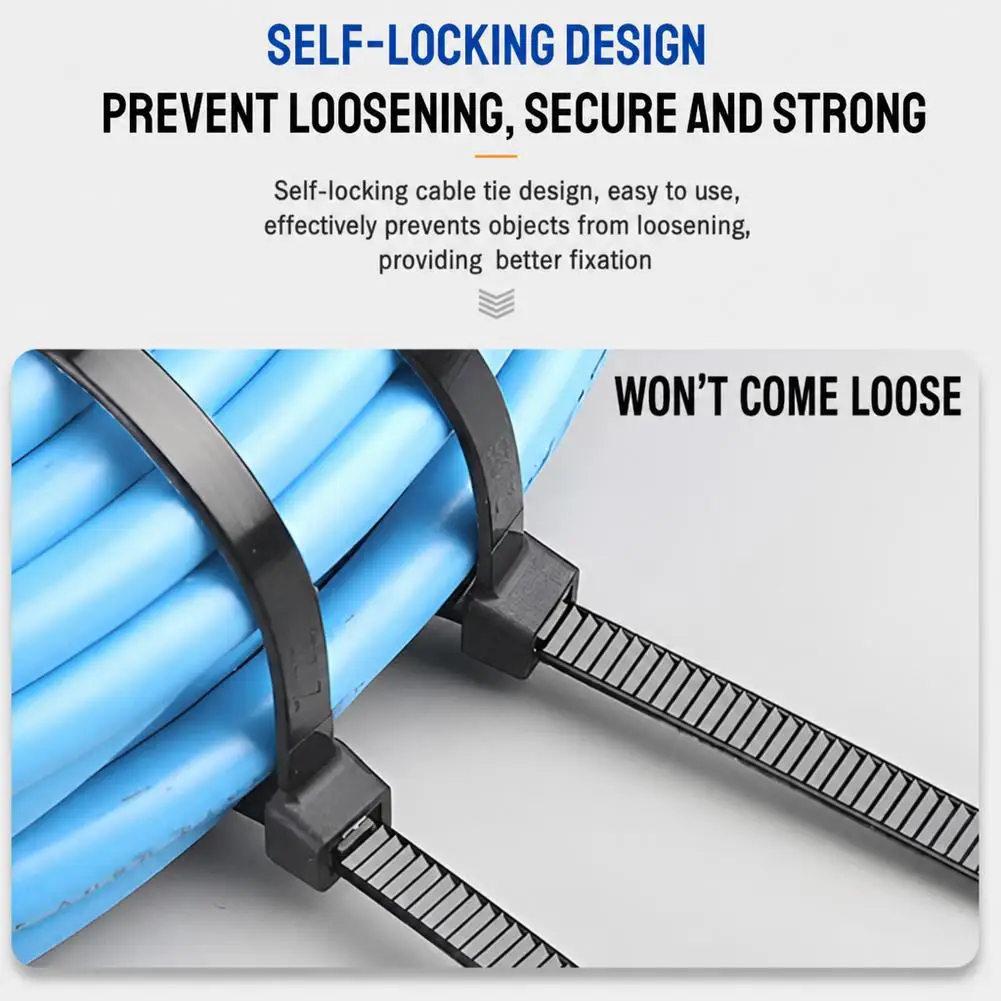 300 Pcs Nylon Cable Ties Heavy Duty Zip Ties Self Locking Cable Ties Wire Ties 18 lbs Strength for Desk Server Garden