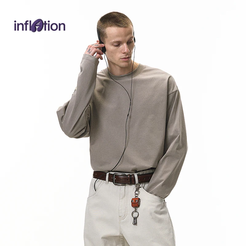 

INFLATION Men's Sorona Stretch Long Sleeve Tee 2025 Autumn 260GSM Heavyweight Streetwear Long Sleeve Base Layer American Vintag
