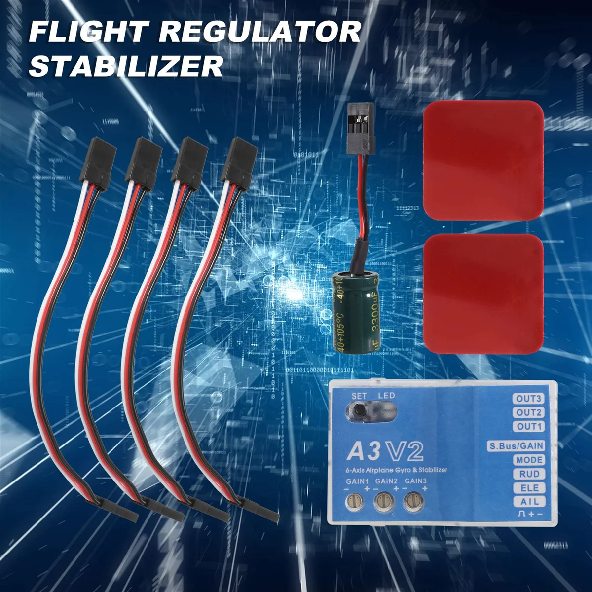 Uitstekend! A3 V2 vluchtcontroller stabilisator 4 vluchtmodi voor RC vliegtuig Vliegtuig RC Metalen cadeauaccessoire voor RC-liefhebbers