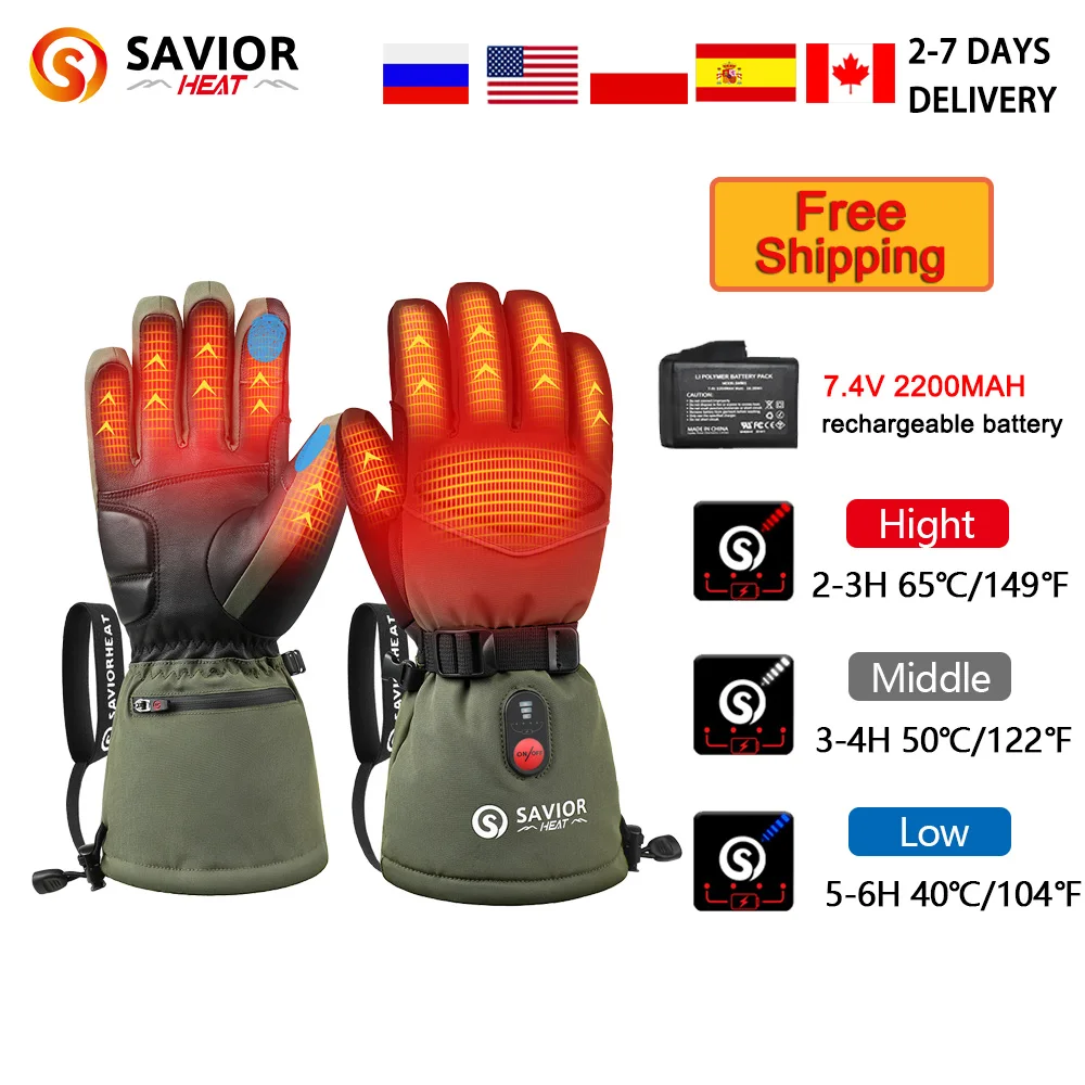 

SaviorHeat Gloves Warm Waterproof 3 Gears Heated Gloves Control With Battery 2200 Mah Brand New Design Hunting Jungle For Winter
