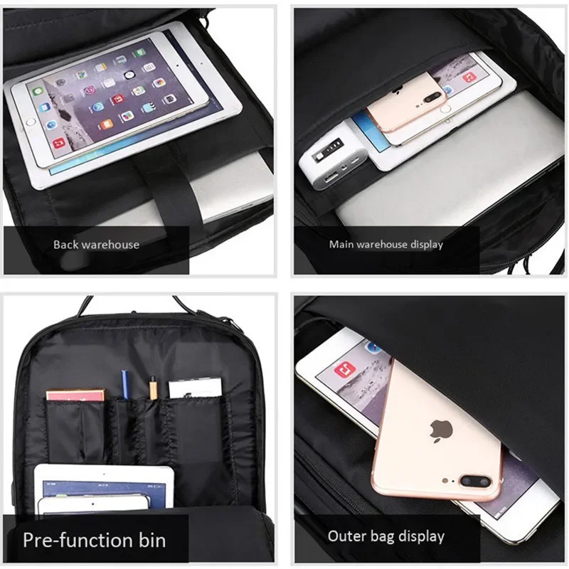 Men Travel Backpack Large Capacity Teenager Male Mochila Back Anti-thief Bag USB Charging 15.6" Laptop Bags Waterproof Shoulder