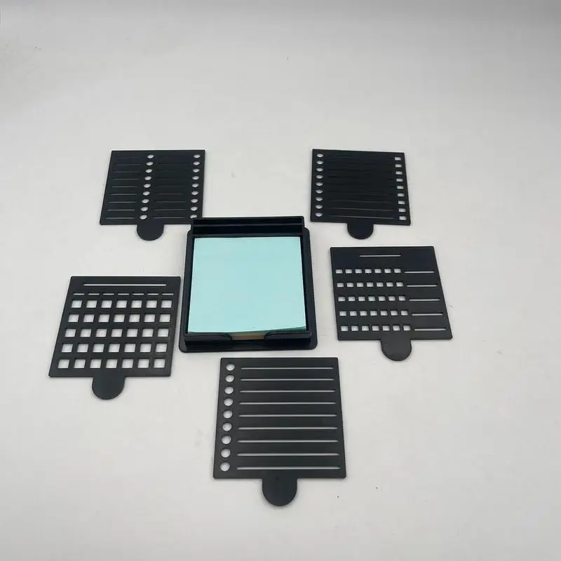 Sticky Note Holder With Stencil Reusable Sticky Notes Dispenser With Stencil Compact Desktop Organizer For 3X3 Inch Memo Pad