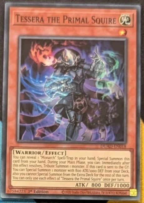 Yugioh KONAMI Duel Monsters DUAD-EN018 Tessera the Primal Squire Супер редкая азиатская английская коллекция мятная карта