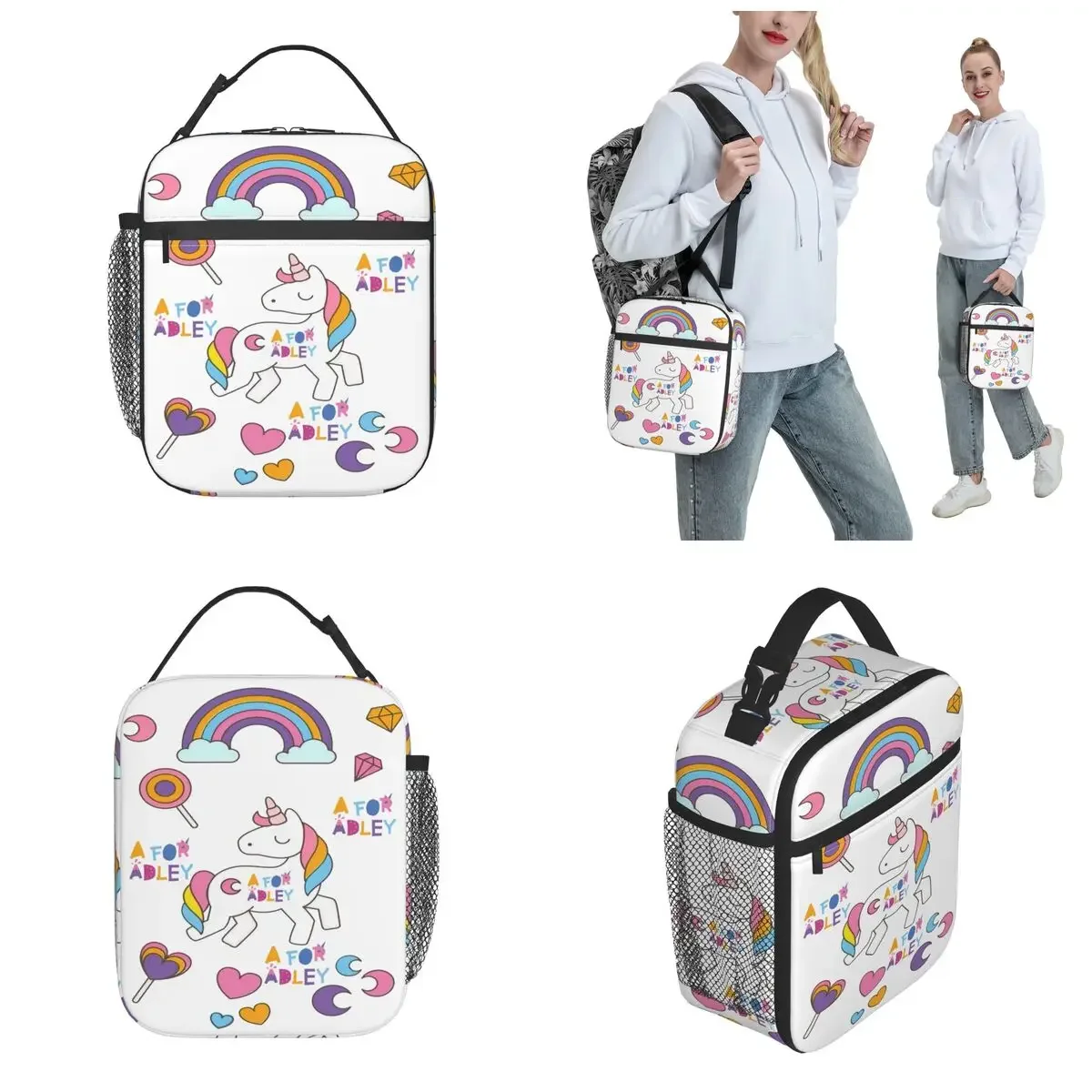 Kawai Girl A For Adley Unicorns Cute Insulated Lunch Bags Food Container Bags Leakproof Thermal Cooler Bento Box For Work