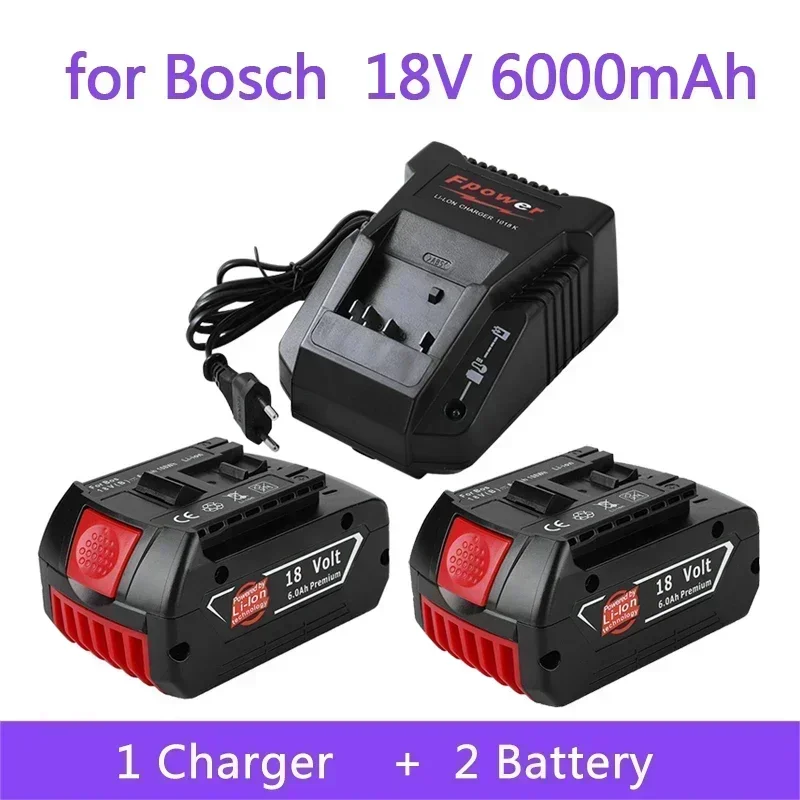 

for Bosch 18V Battery 6.0Ah Electric Drill 18V Rechargeable Li-ion Battery BAT609 BAT609G BAT618 BAT618G BAT614 Charger
