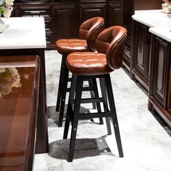 High Stool Family Chair Bar Stool Solid Wood Bar Chair Light Luxury Bar Table Chair Modern Simple Style