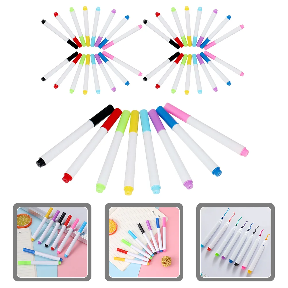 

40 Pcs Erasable Whiteboard Marker Pens Multicolor Classroom Accessories Portable Funny Water Painting Plastic Child