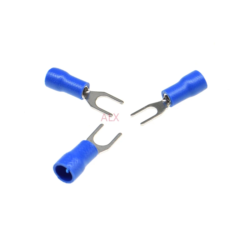 100PCS SV1.25-3/4 SV2-3/4 red blue Furcate spade Terminals Cable Wire Connector Fork Type pre-insulated Crimp terminal SV 1.25 2
