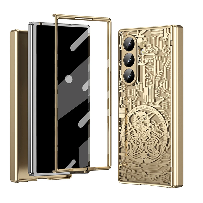 

Чехол для Samsung Galaxy Z Fold 7, 6, 5, 4, 3, гальваническое оборудование, шарнир с узором, полная упаковка, противоударный чехол для мобильного телефона