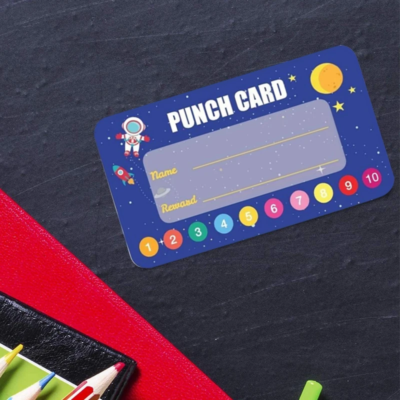 50Pcs Cartoon Kids Reward Incentive Punch Cards for Children Students Motivated Teacher Teaching Small Business