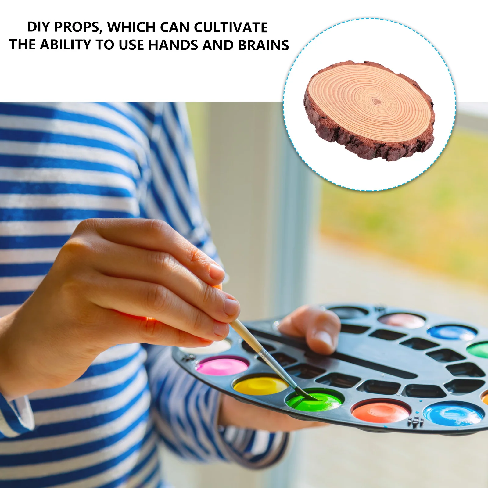 

Natural Unfinished Wood Slices Pine Disc Set Tree Bark Rustic DIY Ornament Painting Decoration Photo Props Craft Supplies