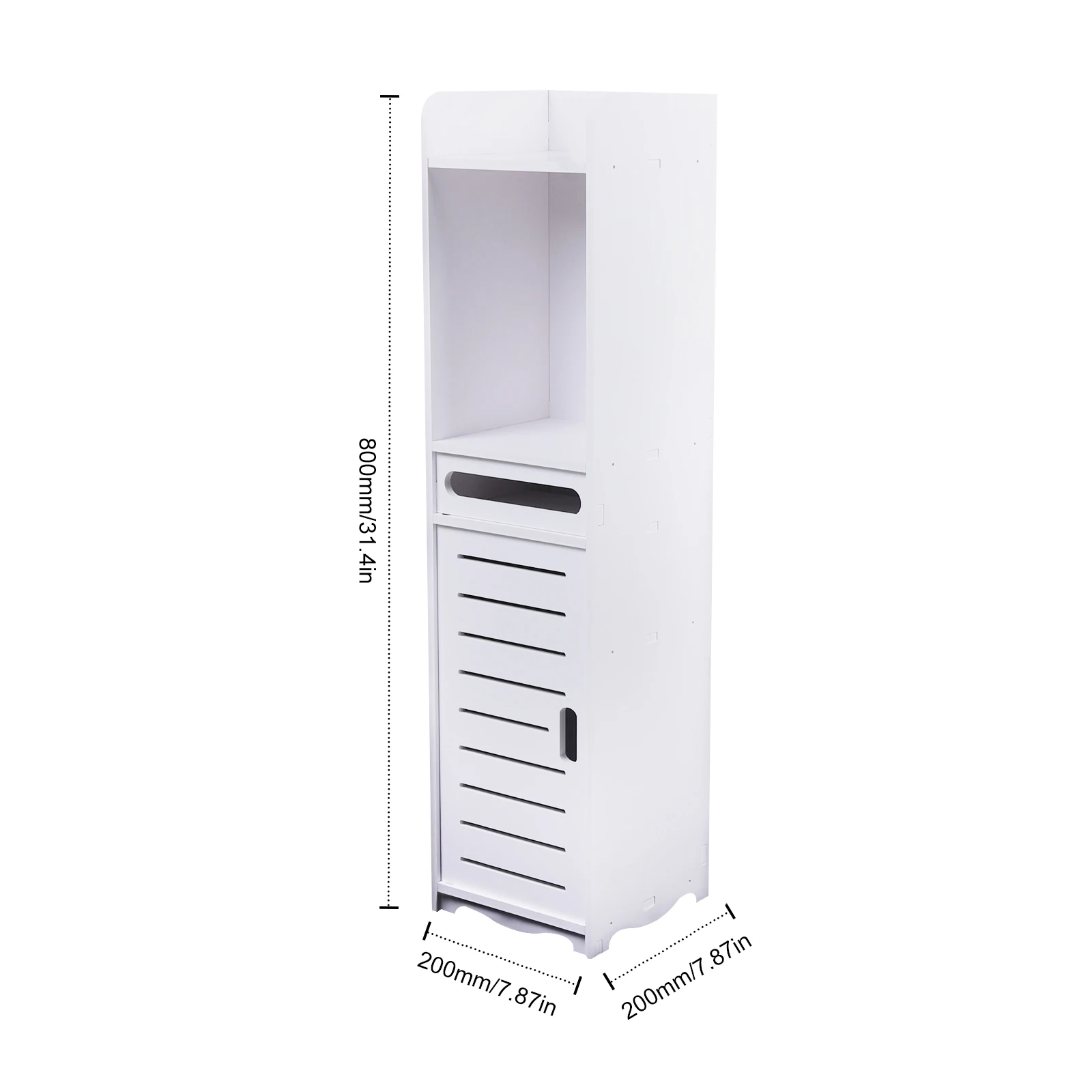 Bathroom Cabinet w/ Drawers , 80 x 20 cm,  Bathroom Tall Cabinet Slim Height, Versatile Bathroom Shelf, Push-Pull