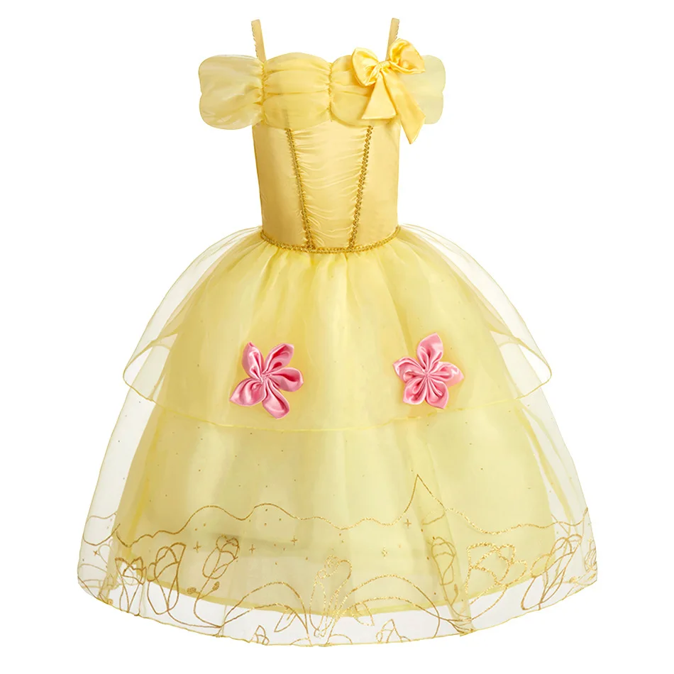 Princess Belle Dress for Girls Cosplay Costumes Children Role Play Disguise 2-10Y Kids Birthday Party Clothing Gown Ball Robe