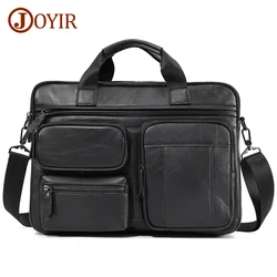 JOYIR-maletín de negocios de piel de vaca para hombre, bolso de hombro para ordenador portátil de 15,6 pulgadas, bandolera de oficina