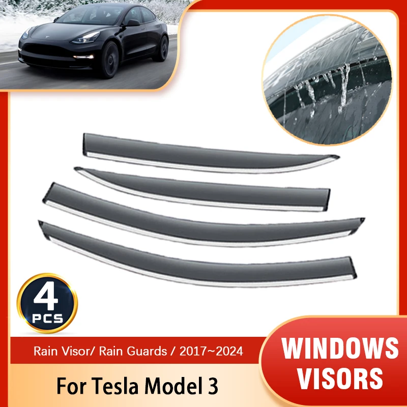 

Window Visor Rain Guard for Tesla Model 3 2018~2023 2022 2021 Car Deflectors Windshield Rain Eyebrow Awning Trim Accessories