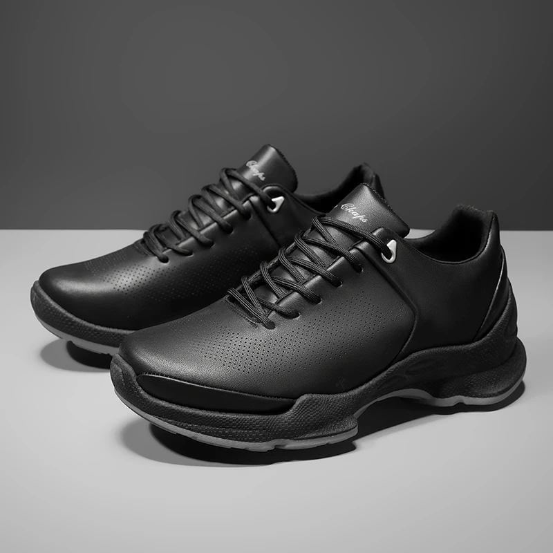 

﻿ Leather Casual Sports Shoes Black Men Sneakers Thick Sole Men Shoes Sneakers Hot Sale Casual Walking Shoes Zapatillas Hombre