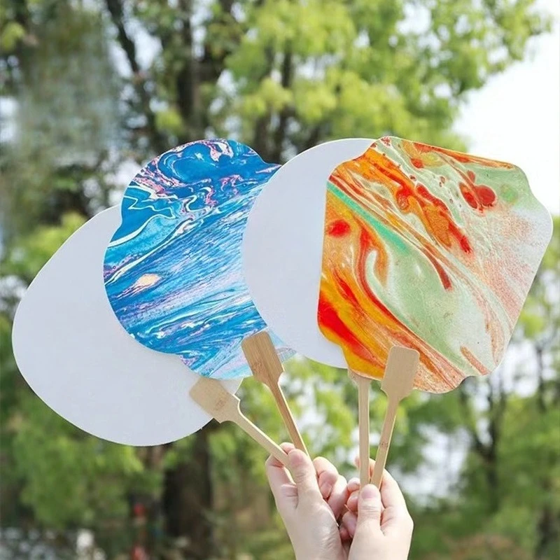 Paint Pouring Pigment Set for DIY Lacquer Fan, Intangible Cultural Heritage Round Fan Floating Paint Kit,Craft Painting Supplies