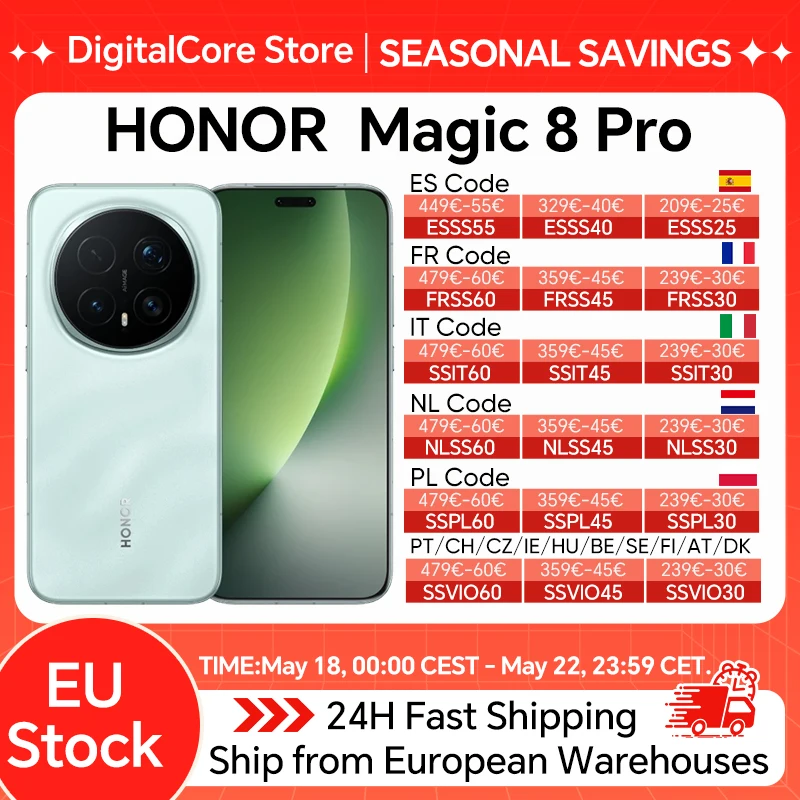 HONOR Magic 8 Pro 5G Global Version Smartphone Snapdragon 8 Elite Gen 5 200MP AIMAGE 6270mAh 100W 6.71''OLED NFC eSIM Honor