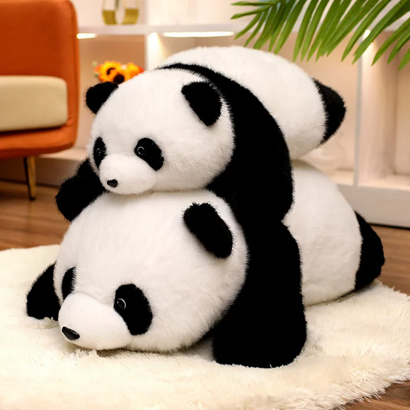 50/70cm Stuffed Animal Panda Giant Huahua Soft Fluffty Bear Plush Toys Plushie Doll Cartoon Toys Lie Prone Funny Girls Gifts