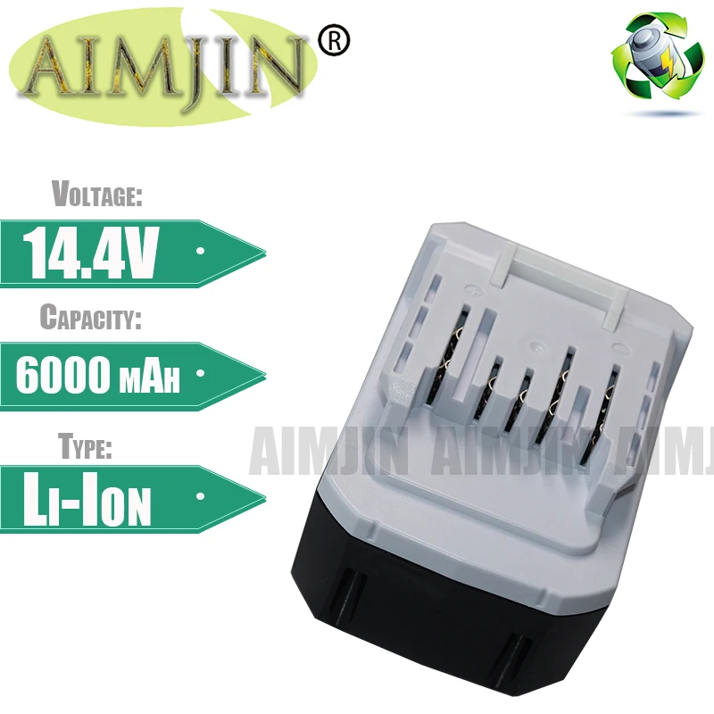 

AIMJIN 14.4V 6000mAh BL1413G Rechargeable Li-Ion Battery For Makita BL1460G DC18WA DMR106 UH480D UH520D UM165D UR140D