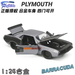 AUTOZONE 1:24 1973 Plymouth Barracuda High simulation Diecast Metal Alloy Model Car Toys for Children Gift Collection