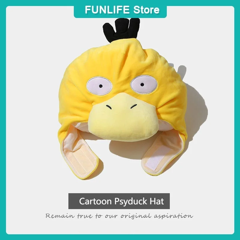 Poket Monster Cartoon Psyduck Squirtle Snorlax Plush Hat Winter Ear-Covered Windproof Hat Cap Creative Headgear Cos Headwear