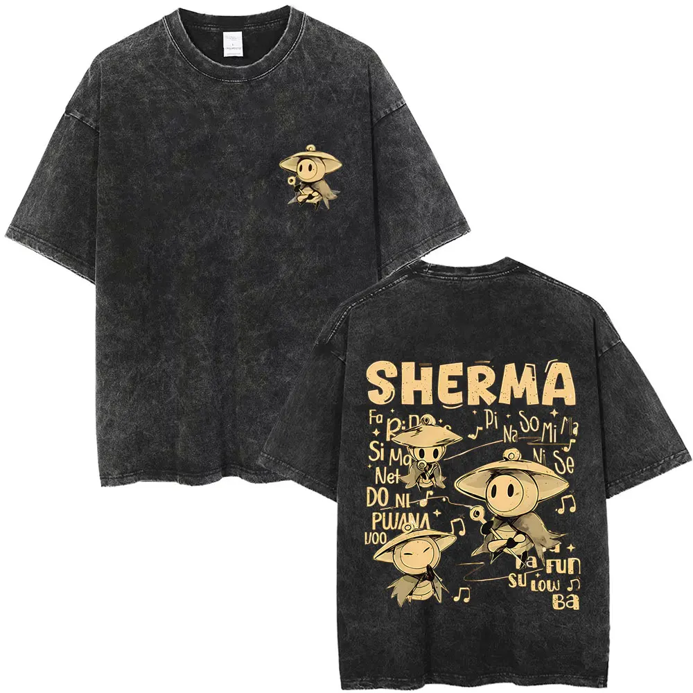 

Washed Vintage Game Hollow Knight T-shirt Men Women Clothing Casual Cotton T-shirts Men's Cartoon Oversized Short Sleeve T Shirt