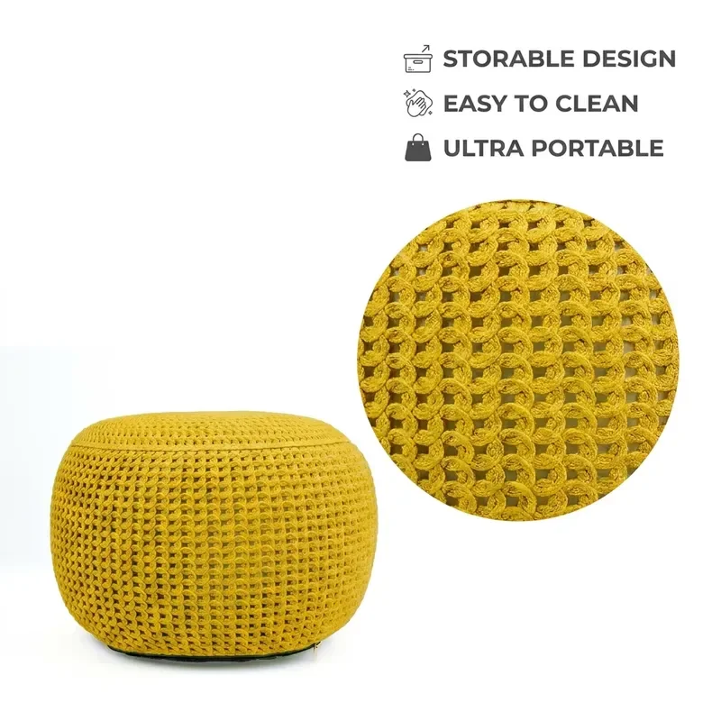 Wimarsbon Handmade Adjustable Soft Polyester Foot Stool Wood Frame Foot Stool Home Decor Bohemian Style Apartment Entrance