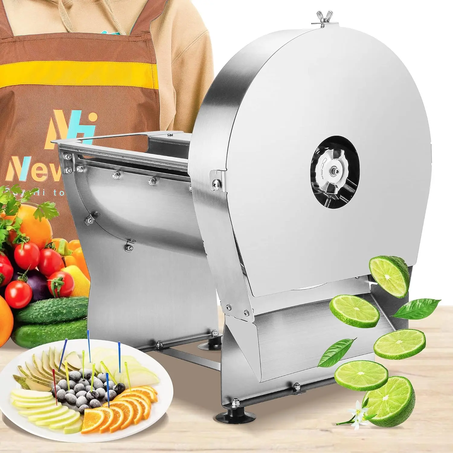 Newhai 0-10mm Commercial Onion Slicer Potato Chips Slicer Sweet Potato Slicer Tomato Slicing Machine Electric Cabbage Shredder