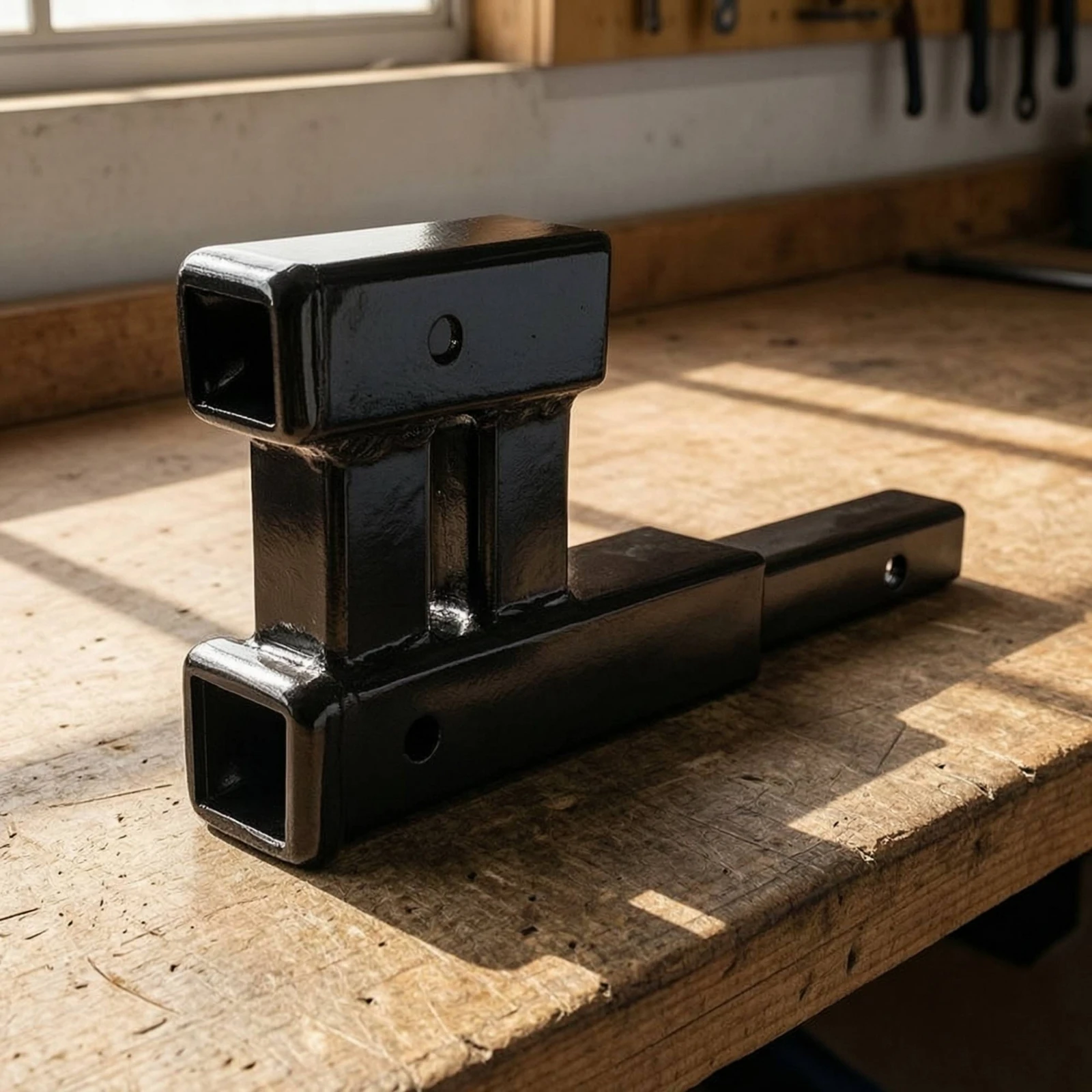 Trailer Hitch Extension Arm Welded Steel Double Receiver Hitch Extension Dual Receiver Extender Long-Lasting Compact for Towing